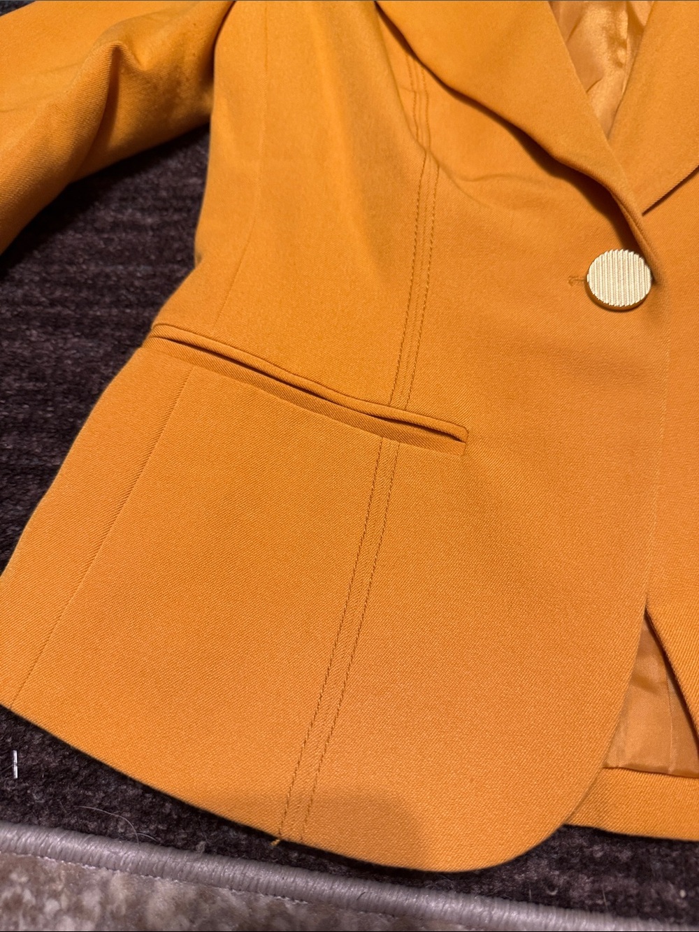 XOXO Women's Golden Yellow Single-Button Blazer - Picture 5 of 8